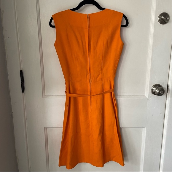 Vintage 60s Orange Sheath Dress with Pockets - Picture 2 of 5
